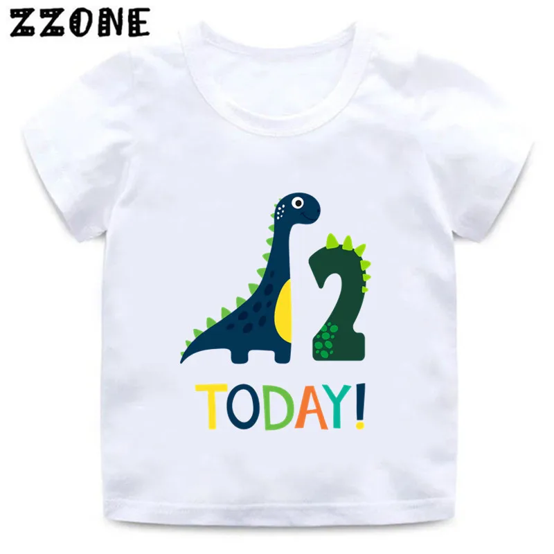 Boys Dinosaur Birthday Number Cartoon Funny T Shirt Children Happy Birthday Dino Present T-shirt Boy&Girl Animal Gift Kid Tshirt