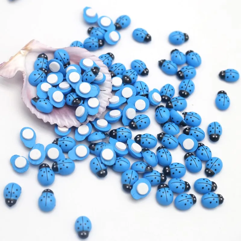 9*13mm Blue Wooden Ladybug Self-Adhesive Patch Fridge Wall Sticker Wedding Party Home Decor Child Gift DIY Handmade Accessories