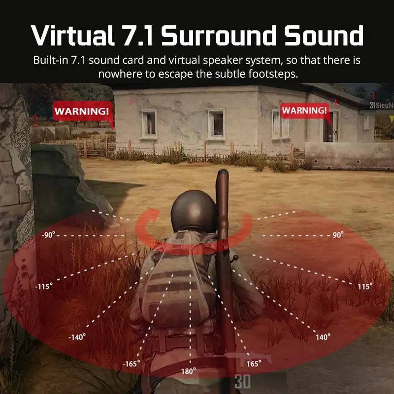 Sades A6 Gaming Headset Gamer Headphones 7.1 Surround Sound Stereo Earphones USB Microphone Breathing LED Light PC Gamer