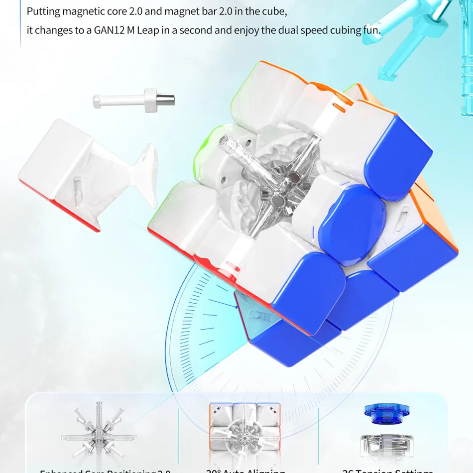 ガンプロフェッショナルuvマグネティックマジックキューブ、ガン12、ガン12 m、販売3x3マグネットパズル、スピードキューブおもちゃ、パズルギフト