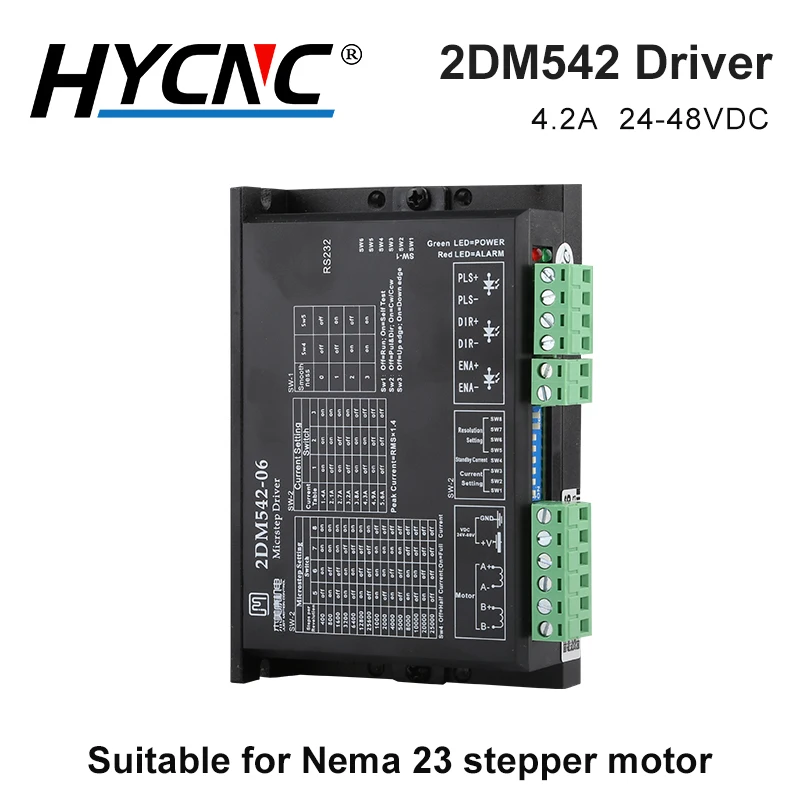 

2DM542 JMC Stepper Motor Driver 2-Phase Output 24-48VDC Hybrid Drive Motor Suitable For CNC Milling Machine Nema 23 Motor