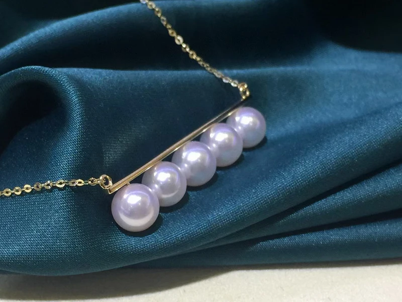 KUGG PEARL 18K Yellow Gold Necklace Natural Akoya Pearl Jewelry Women Engagement Necklace Birthday Gift Fashion Design Customize