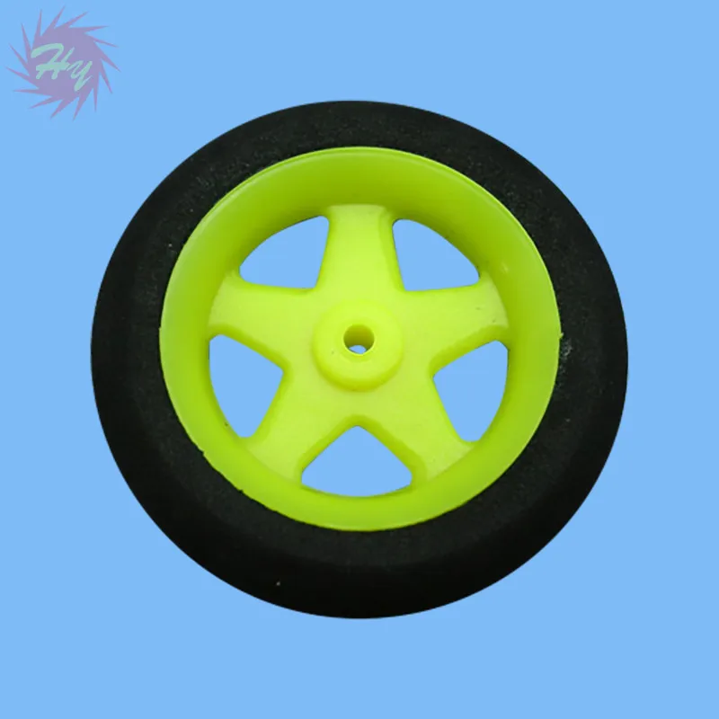 10 Pcs  Super Light 5-Spoke Wheels (Sponge Tire) Color Yellow/Black For RC Airplane Replacement Toys Plane Accessory D30-46mm