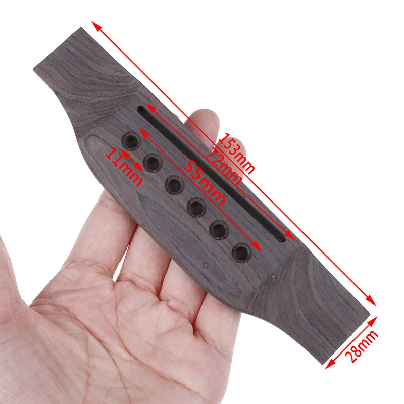 New 1Pc Guitar Parts Saddle Thru Guitar Bridge For Acoustic Guitar Rosewood Guitar Accs