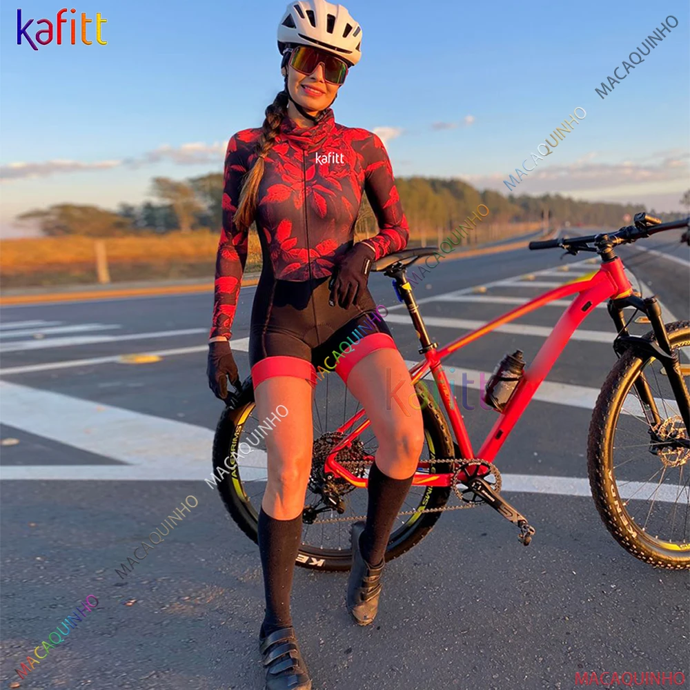 

Kafitt Women's Jumpsuit Cycling Clothes Sweatshirt Set Red Leaves Little Monkey Free Shipping To Brazil