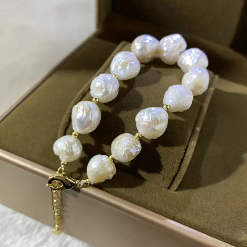 Free shipping large size baroque shape real pearl oyster oversize women bracelet jewelry  wedding gift  lady new design bridal