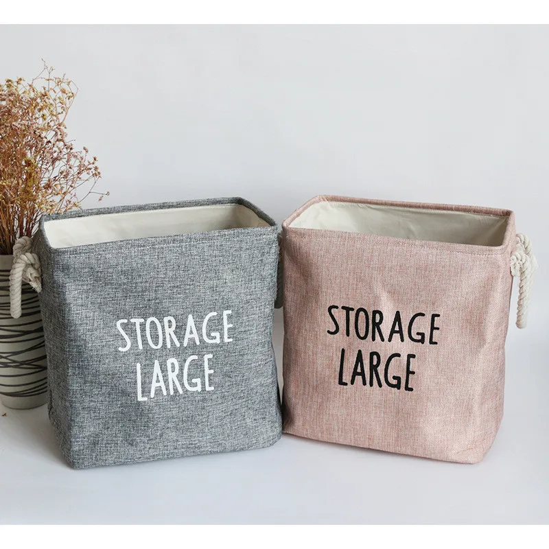 

Foldable Large Size Cotton linen Home Storage Basket Home Life Clothing Toy Storage Basket Clothesp Storage Basket Thicken