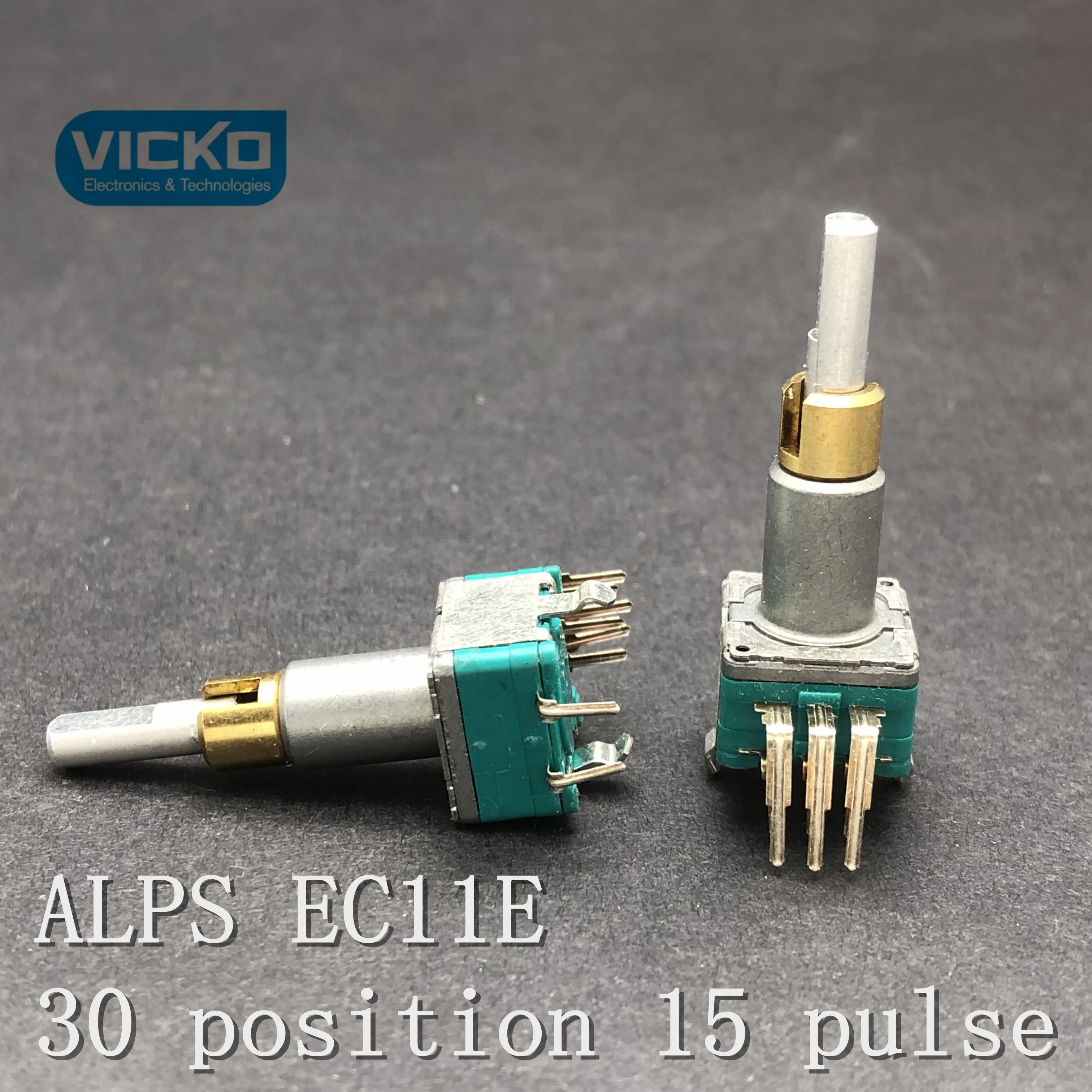 JAPAN ALPS EC11E double shaft (one axis can rotate) encoder with switch 30 position 15 pulse points shaft 7mm total shaft 25mm