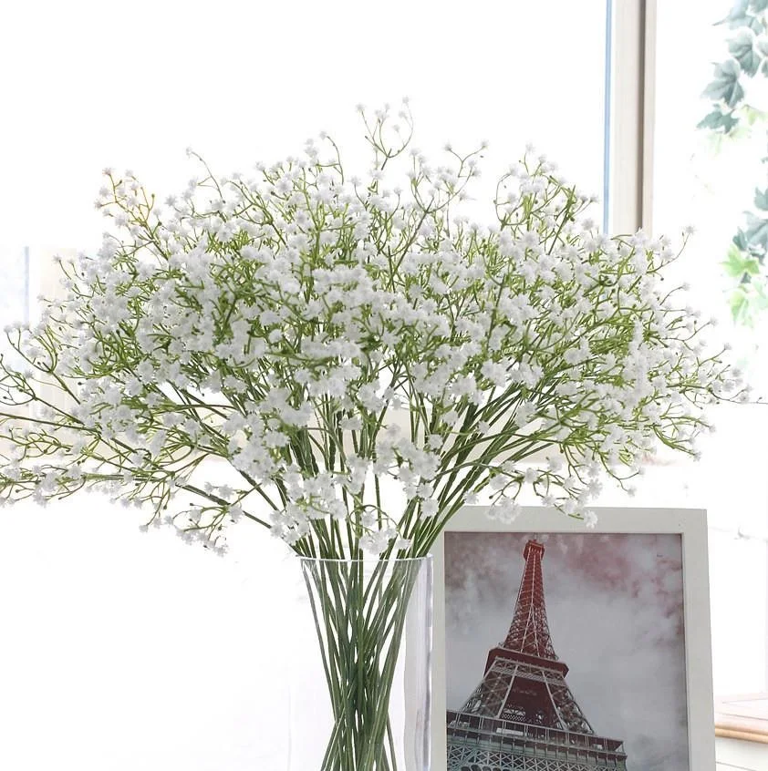 สีขาวBabys Breathดอกไม้Gypsophilaพลาสติกดอกไม้สำหรับตกแต่งบ้านDIYพ.Partyตกแต่งดอกไม้ปลอม