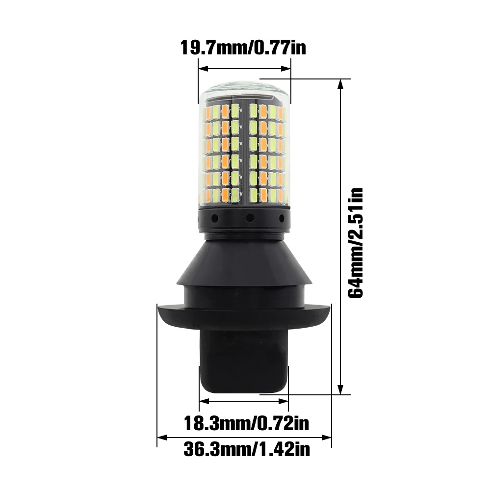 2Pcs 7440 1156 BA15S BAU15S LED Bulb Canbus 168SMD Error Free P21W White Amber Double Color Lamp PY21W Car DRL Turn Signal Light