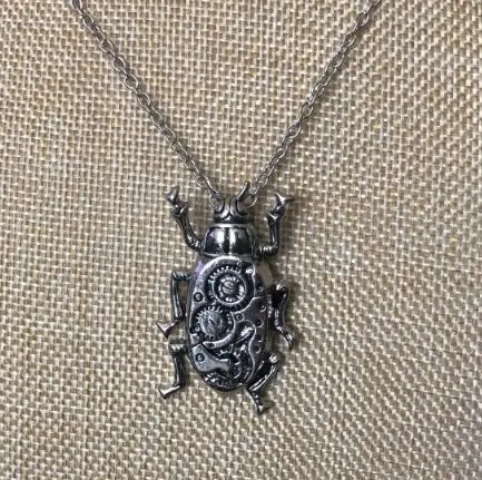 Steampunk Beetle Scarab Necklace Machinery Jewelry Machine Gear Wheel Dung Pendant Fashion Hot Charm Gift