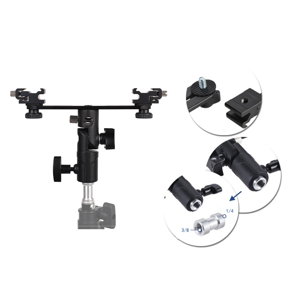 2 Giày Nóng Gắn Đèn Flash Máy Ảnh Giá Đỡ Ô Dù Giá Đỡ Đứng Dành Cho Máy Ảnh Canon Nikon Sony Speedlite Màn Hình Micro Giám