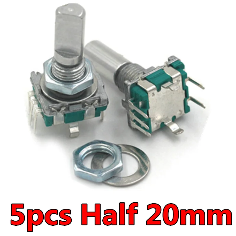 5pcs/lot Half/Plum 360 Degree Rotary Encoder, handle length 15mm 20mm code switch EC11 digital potentiometer with switch 5Pin