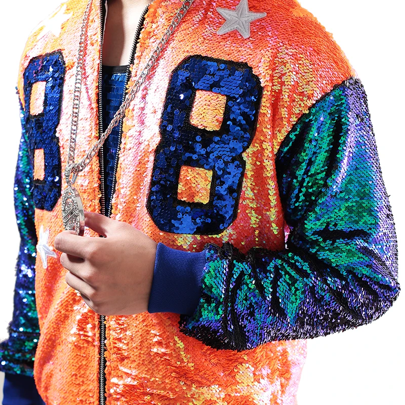 Colorful Color Sequins Jacket Pants Male Singer Jazz Costumes Nightclub Ds Dj Stage Performance Wear Hip Hop Dance Outfit XS2216