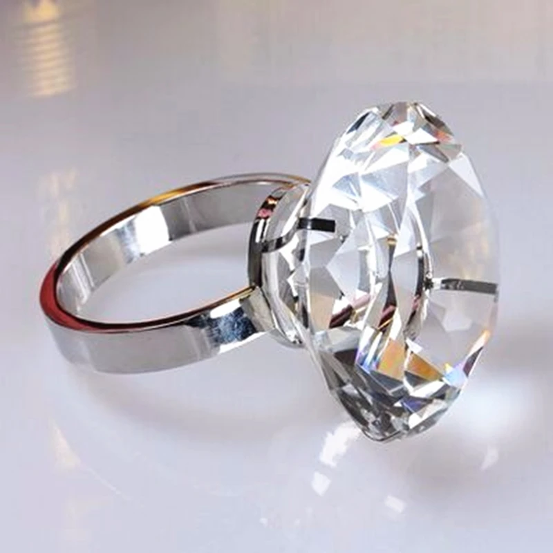 Romantic 60mm/80mm/100mm Clear Custom Crystal Large Glass Photography Diamond Ring Wedding Home Table Decor Accessories