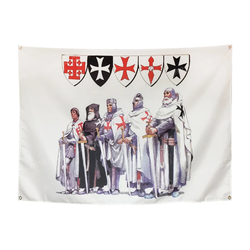 Knight Flag Banner Polyester 90* 150cm Hang On The Wall 4 Grommets Custom Flag Indoor Decoration Knight Templar