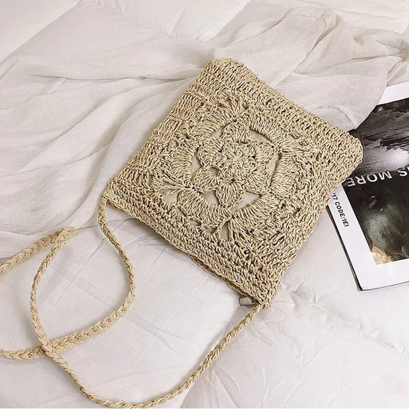 Bohemian Straw Bags Rattan Women Crossbody Bags Wicker Lady Shoulder Bag Small Purses Summer Beach Bali Bags