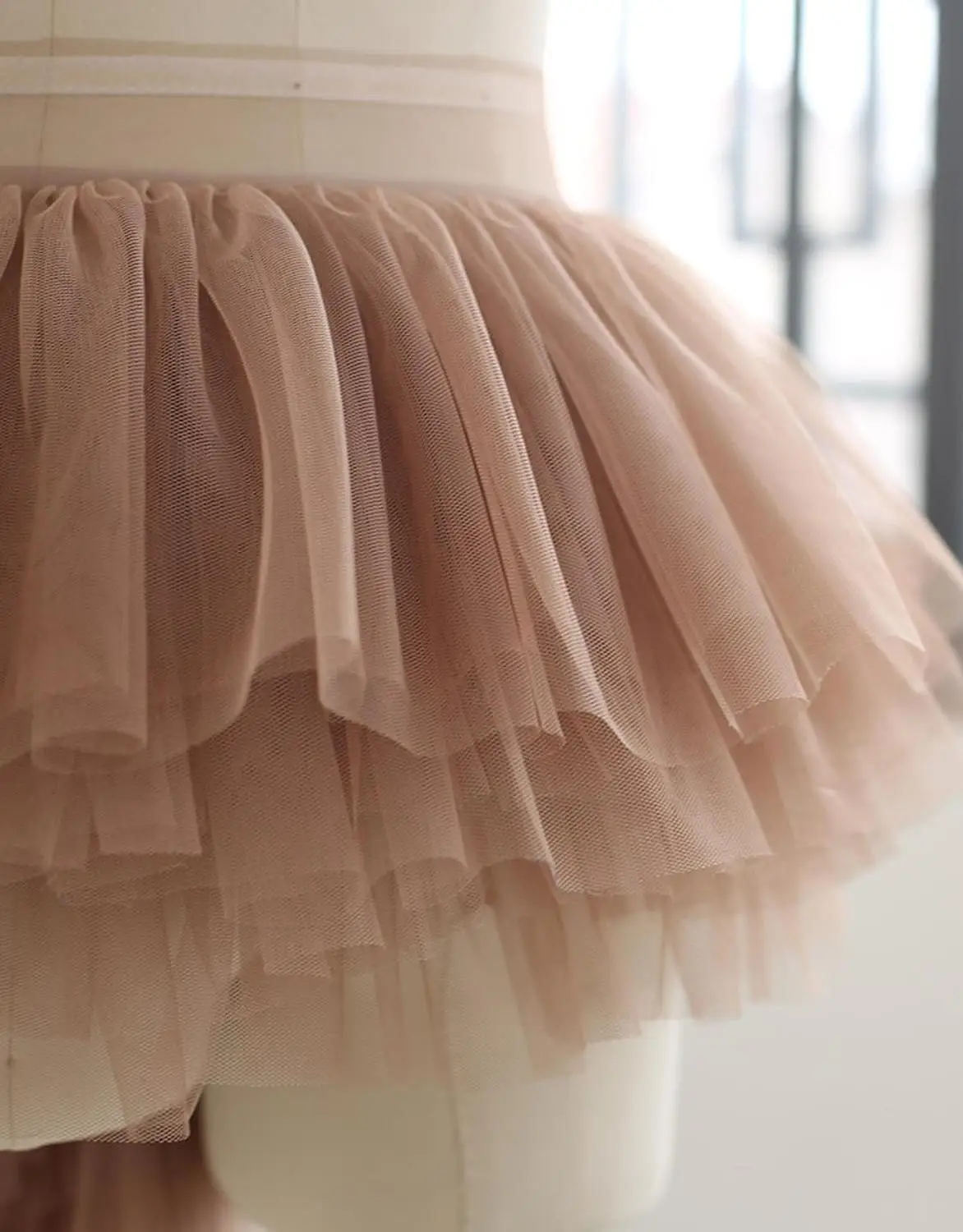 10 yards 6 layers Nude Tan Ruffled Trim For Tutu Dress, Soft Frill Trim For Cake Dress 26cm