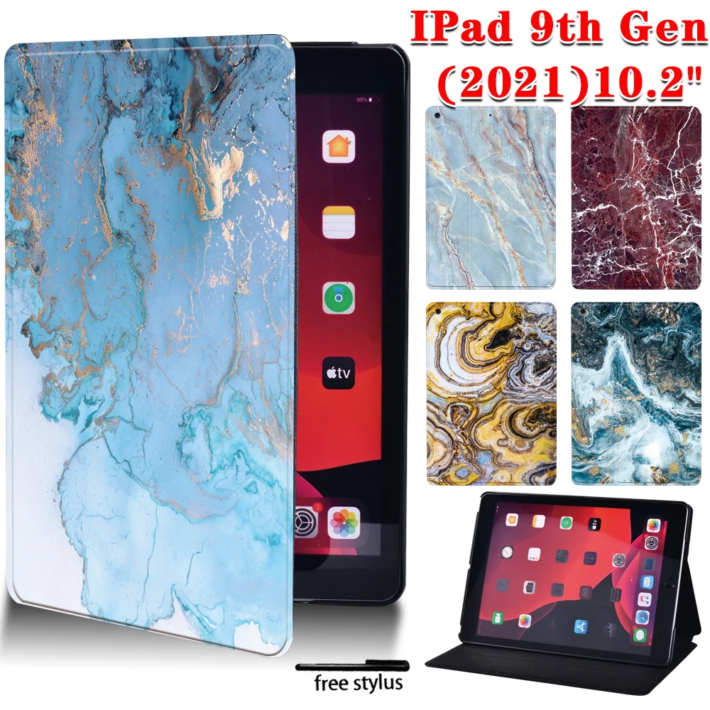 Tablet-Hülle für iPad 9. Generation 2021, Marmormuster-Hülle, Funda für Apple iPad 9 10,2 Zoll, Leder-Klappständer-Hülle