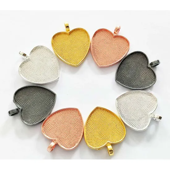 

100PCS Heart Tray in 25mm for women DIY Necklace Crafts T26