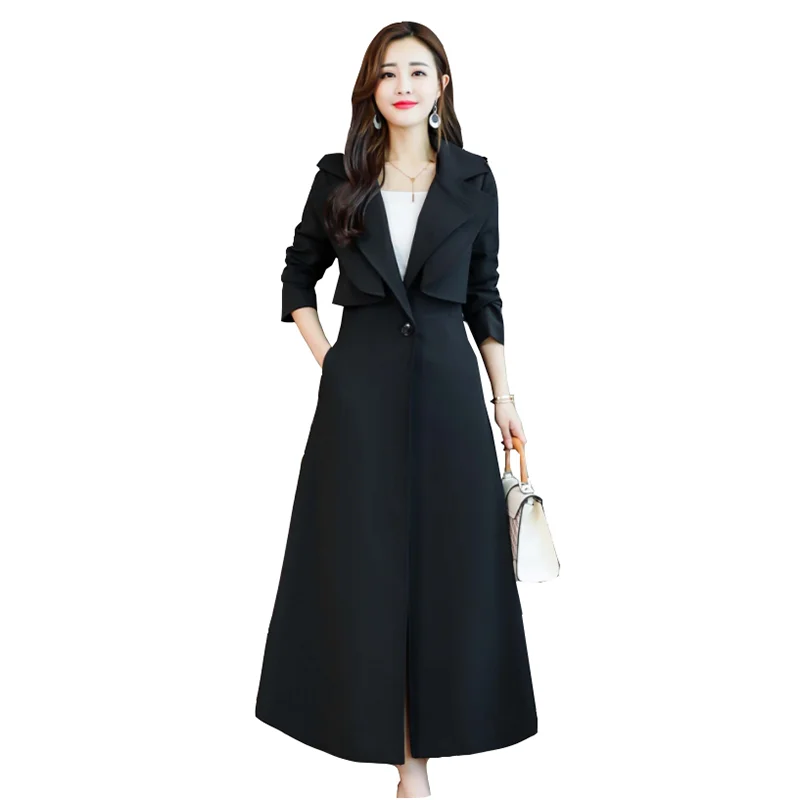 

High-quality windbreaker women's spring 2022 Korean new coat women were thin bf slim waist slim mid-length overcoat