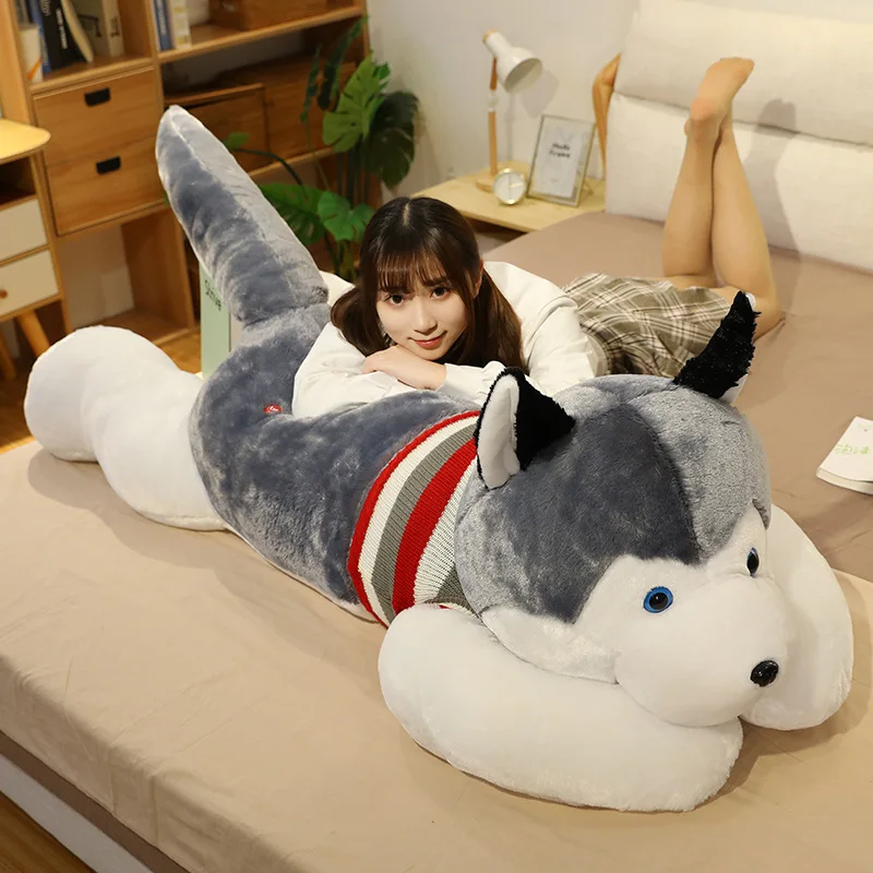 

1pc 120CM Giant Cute Husky Long Pillow Soft Stuffed Cartoon Dog Doll Sleeping Cushion Home Decor Kids Boys Birthday Xmas Gift