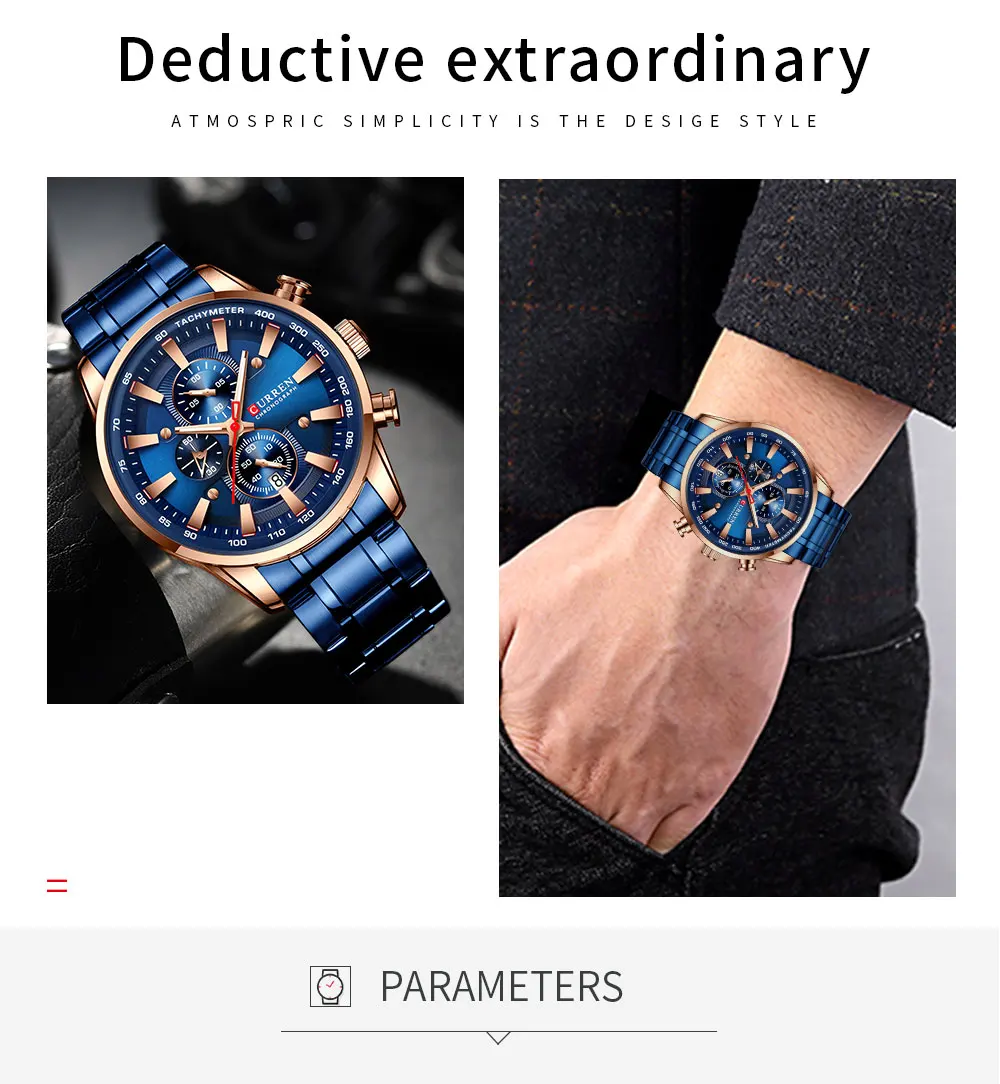 CURREN Neue Herren Uhren Quarz Business Wasserdichte Uhr Mann Uhren Top Marke Luxus Armbanduhr Männer Chronograph Reloj Hombre – Detail 2