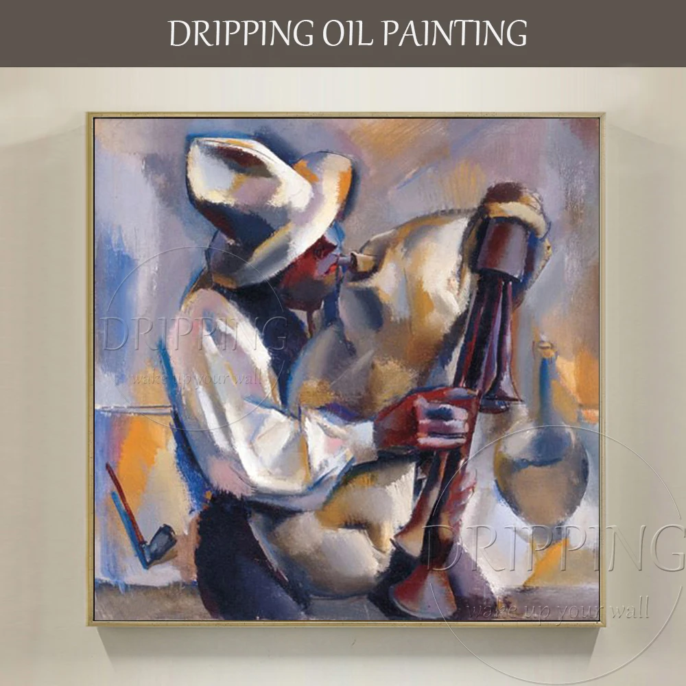 

Best Art Impressionist Musician Bagpiper Oil Painting for Wall Decor Pure Hand-painted Abstract Bagpiper Portrait Oil Painting