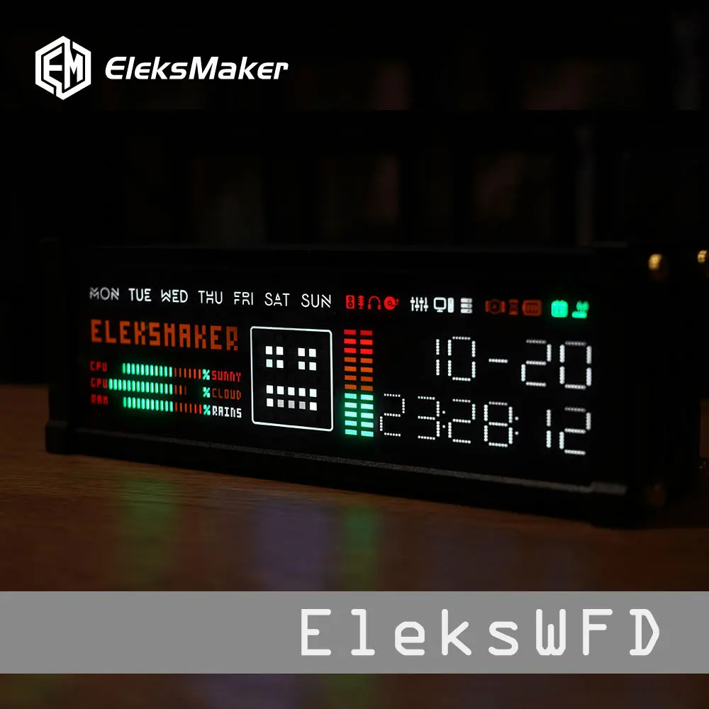 EleksWFD｜Creative desktop retro electronic fluorescent tube clock dot matrix cyberpunk boyfriend gift