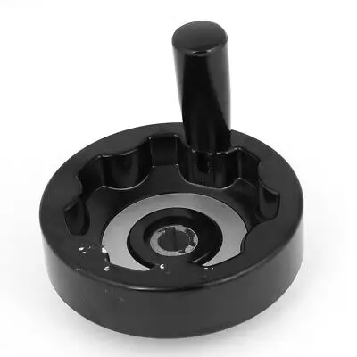 Milling Machine Rear Ripple Hand Wheel 12mm Bore w Revolving Handle Black Wheel Diameter (Approx.) 100mm