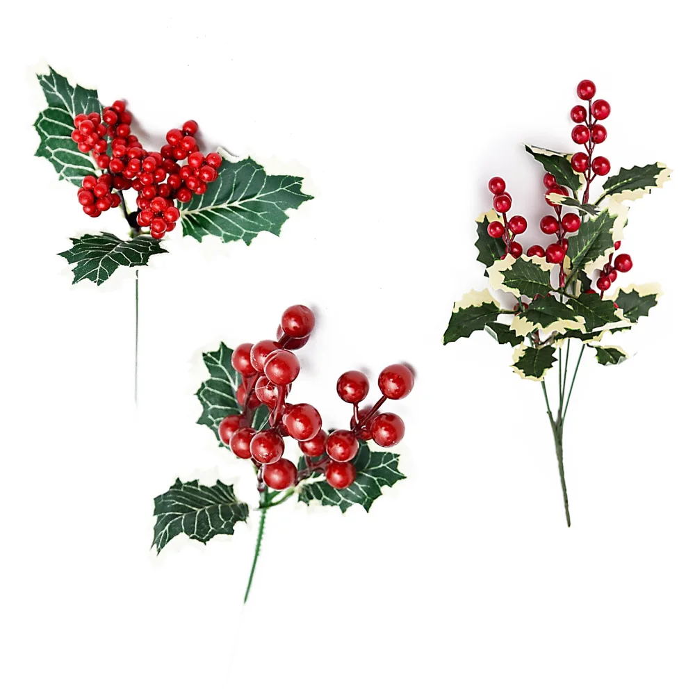 

27cm/38cm Artificial Christmas Flower Red Berries Picks Simulation Fruit Branches Xmas Decorations Home Party Festival Supplies