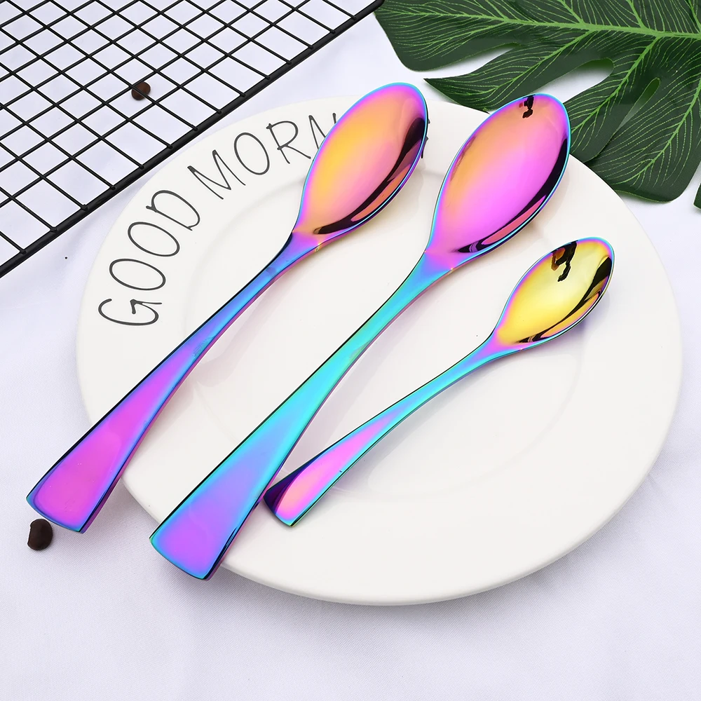 Mirror Colorful Flatware Cutlery Set 304 Stainless Steel Tableware Set Multicolor Dinnerware Set SilverwareKitchen Accessories