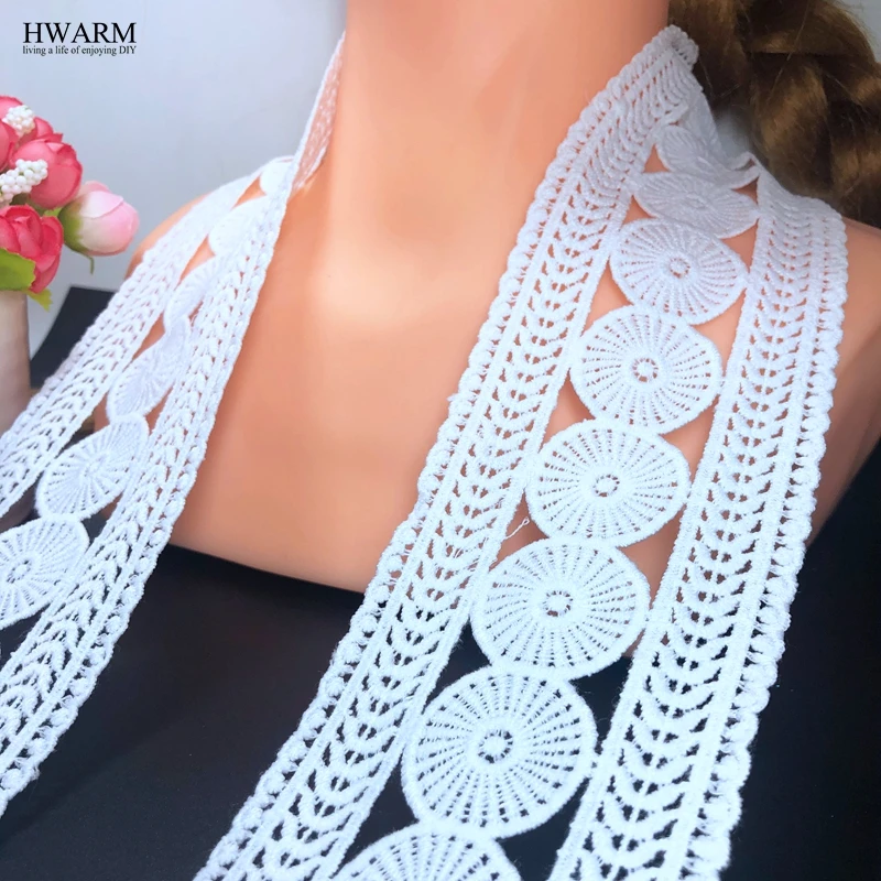 5yard/lot 7.5cm white african lace fabric ribbon trim DIY Small circle wedding clothing sewing accessories hollow water-soluble