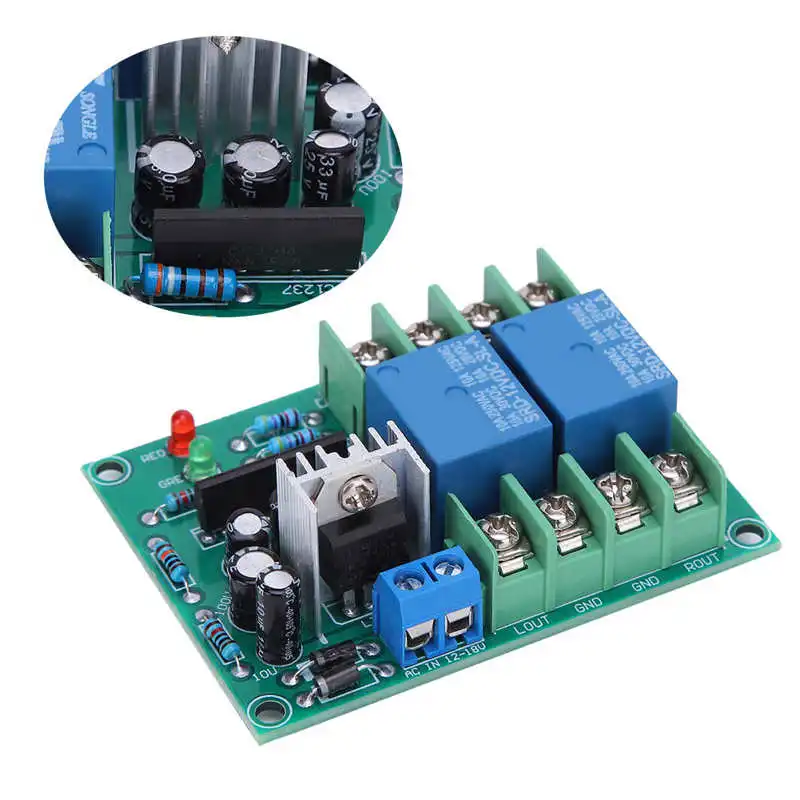 Speaker Protection Circuit Board Dual Channel Power-On Mute Delay Component AC12-18V 10A Protect Speakers/Power Amplifier Board