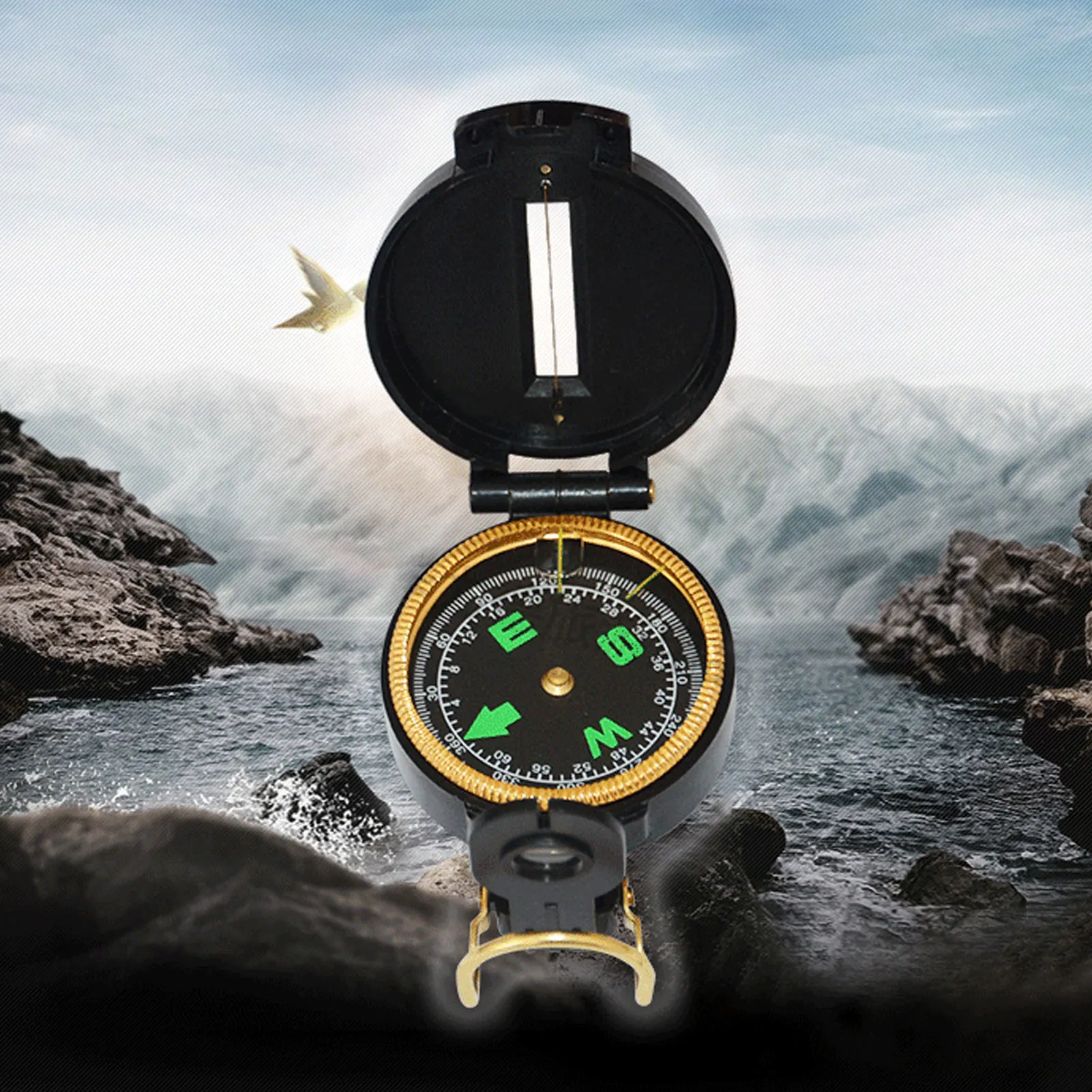 Portable Compass Military Outdoor Camping Mini Folding Lens Compass Army Green Hiker Survival Precise Pointing Expedition Tools