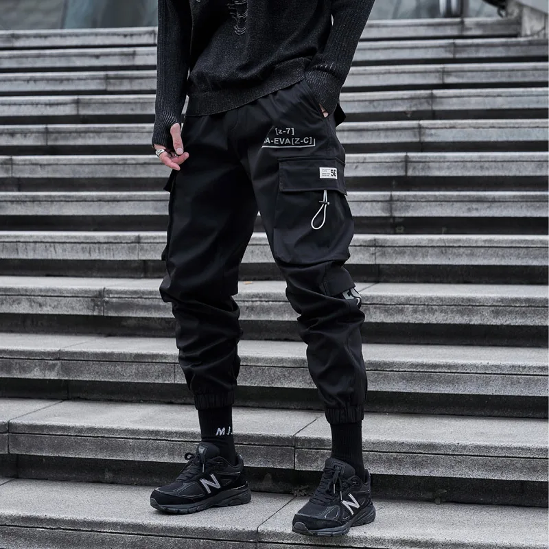 

Elena Store Hip Hop Cargo Pants Men Fashion Elastic Harem Pant Black Streetwear Joggers Sweatpant Multi-Pocket Casual Mens Pants