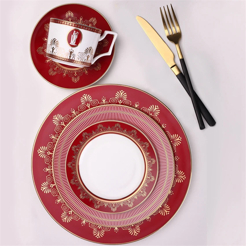 England High grade Western Dinner Plates Bone China Household Tableware Food Steak Pasta plates Kitchen Dishes and Plates