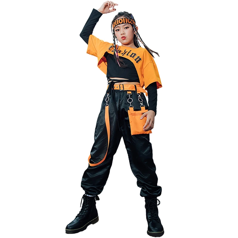 Jazz Dance Kleidung Für Mädchen Overalls Hip Hop Kostüm Tops Cargo Hosen Jazz Leistung Outfits Street Dance Rave Kleidung BL7104