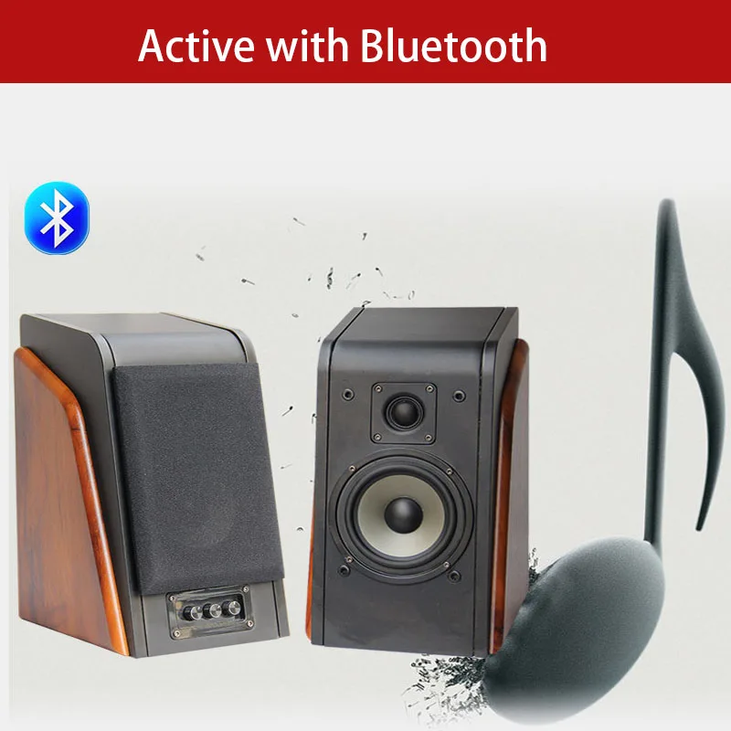 4~8ohm 120W 5 Inch Bluetooth Speaker with Power Wooden Monitor Speaker Active HIFI Bookshelf Speaker Fever Sound Box