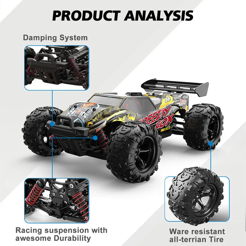 Big Size Car 40KM/H High Speed 2.4G 4WD RC Racing Drift Car Climbing OFF Load CrawelTruck shock-absorbing Independent Anti-Crash