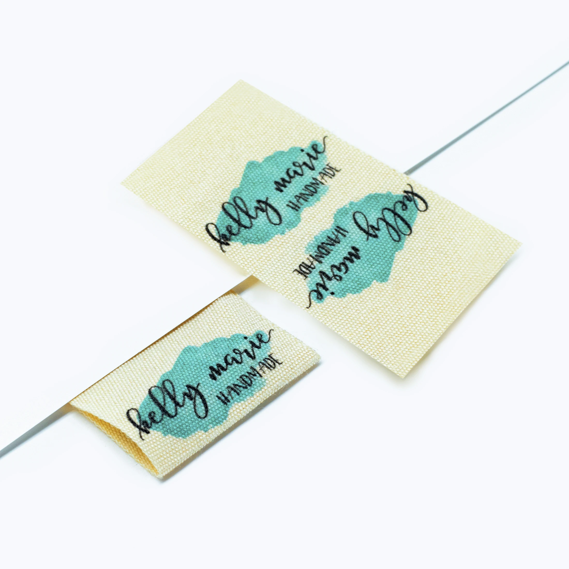 Custom Sewing label, Fold, Custom Clothing Labels - Fabric Name Tags, Logo or Text,  Cotton Ribbon, Custom Design (FR099)