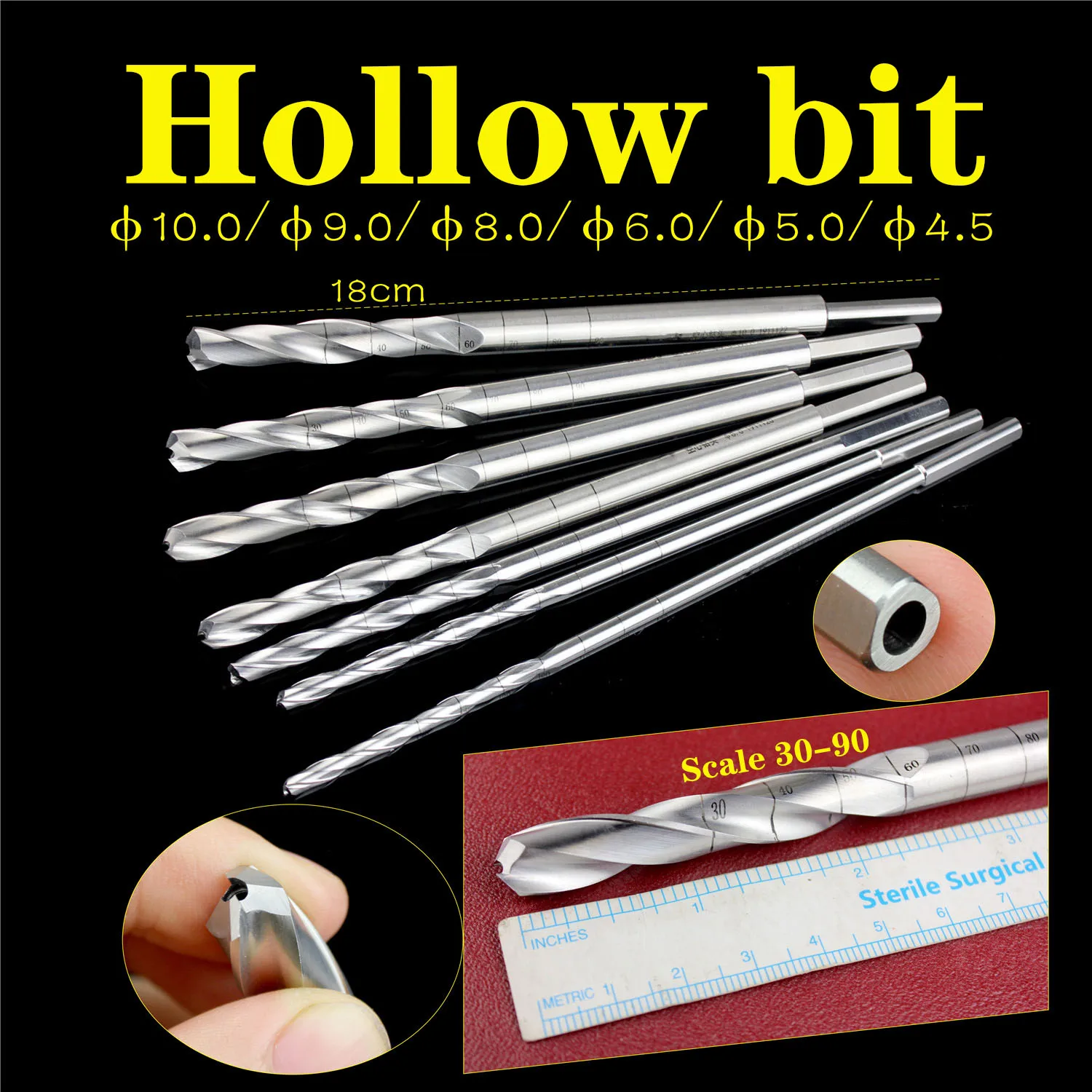 Orthopedic instruments medical sports medicine ligament repair tibial tunnel hollow drill hollow bone drill