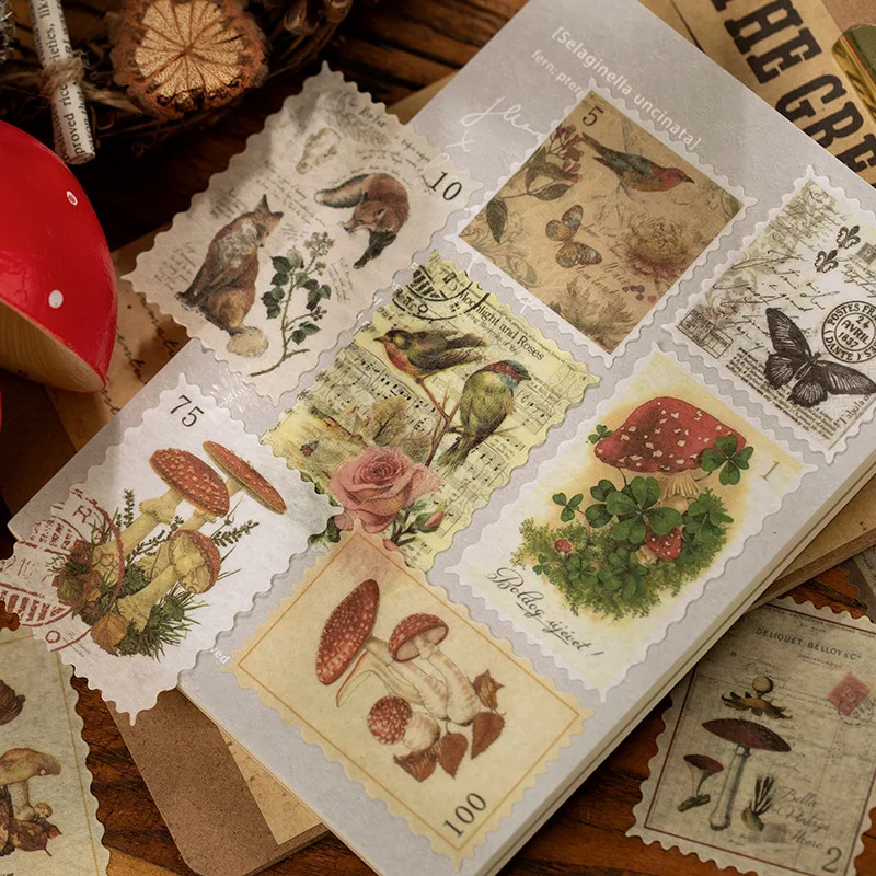 60pcs/lot Kawaii Stationery Stickers Retro mushroom Diary Planner Decorative Mobile Stickers Scrapbooking DIY Craft Stickers image 2