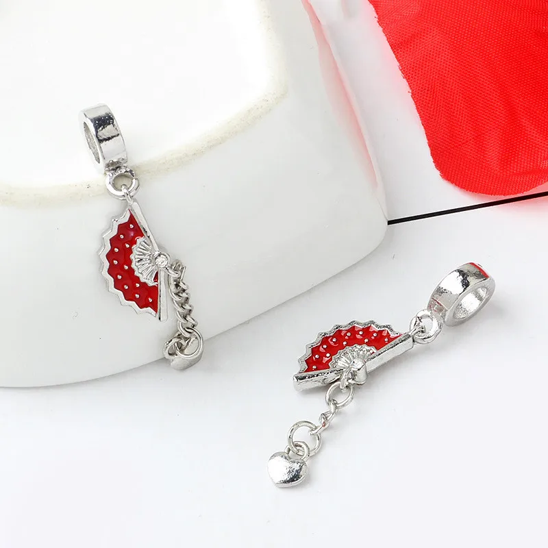 Red Chinese New Year Red Bag Lantern Koi The God Of Wealth Fit Charm Bracelet Women Jewelry Making Gifts