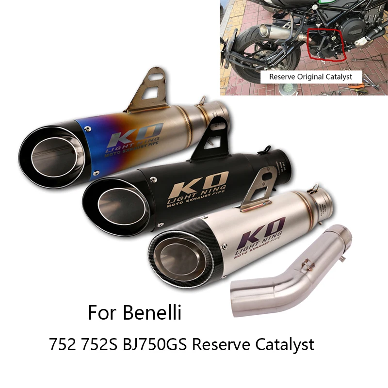 

Exhaust Set for Benelli 752S BJ750GS Motorcycle Exhaust Pipe Mid Link Pipe Slip On 51mm Muffler Escape Reserve Catalyst