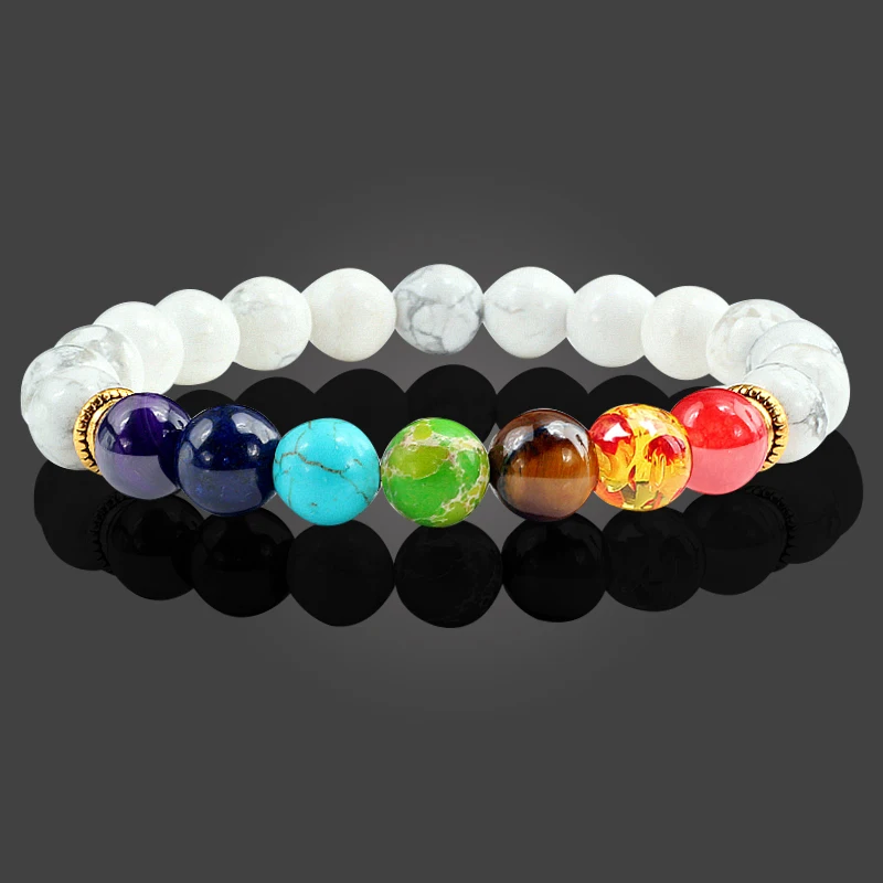 7 Chakra Natural Stone 8mm Beads Bracelet Men Onyx Tiger Eye Lava Energy Bracelet Reiki Healing Yoga Buddha Jewelry For Women