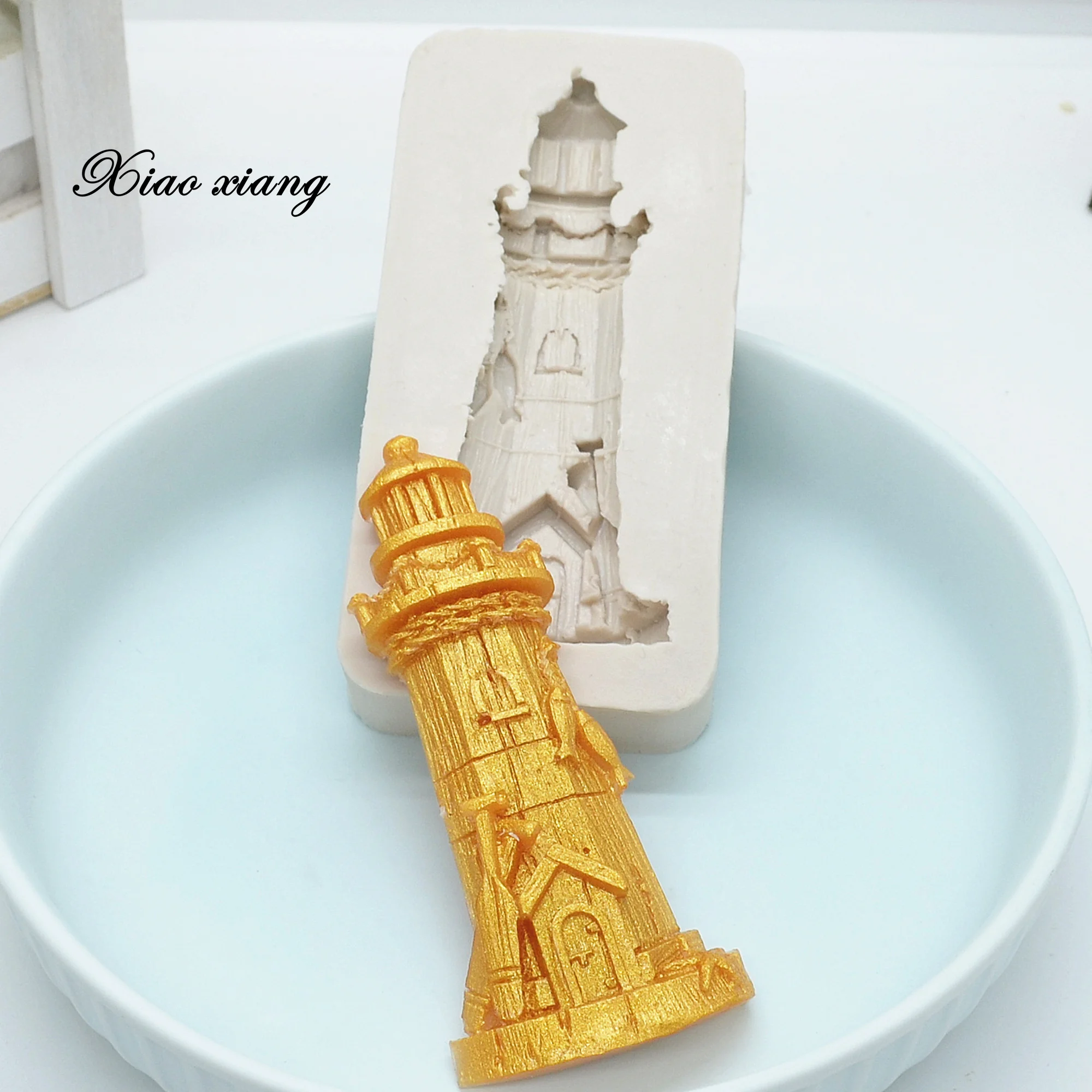 3D Tower Lighthouse Silicone Mold For Baking Fondant Cake Chocolate Lace Decoration DIY Pastry Fondant Mold Kitchen Tools M1811