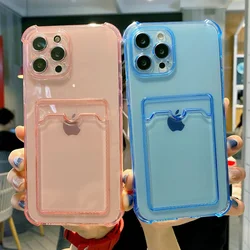 Schokbestendig Kaart Tas Transparant Telefoonhoesje Voor iPhone 14 12 11 13 15 16 17 Pro Max Air Candy Kleur Clear Soft Cover