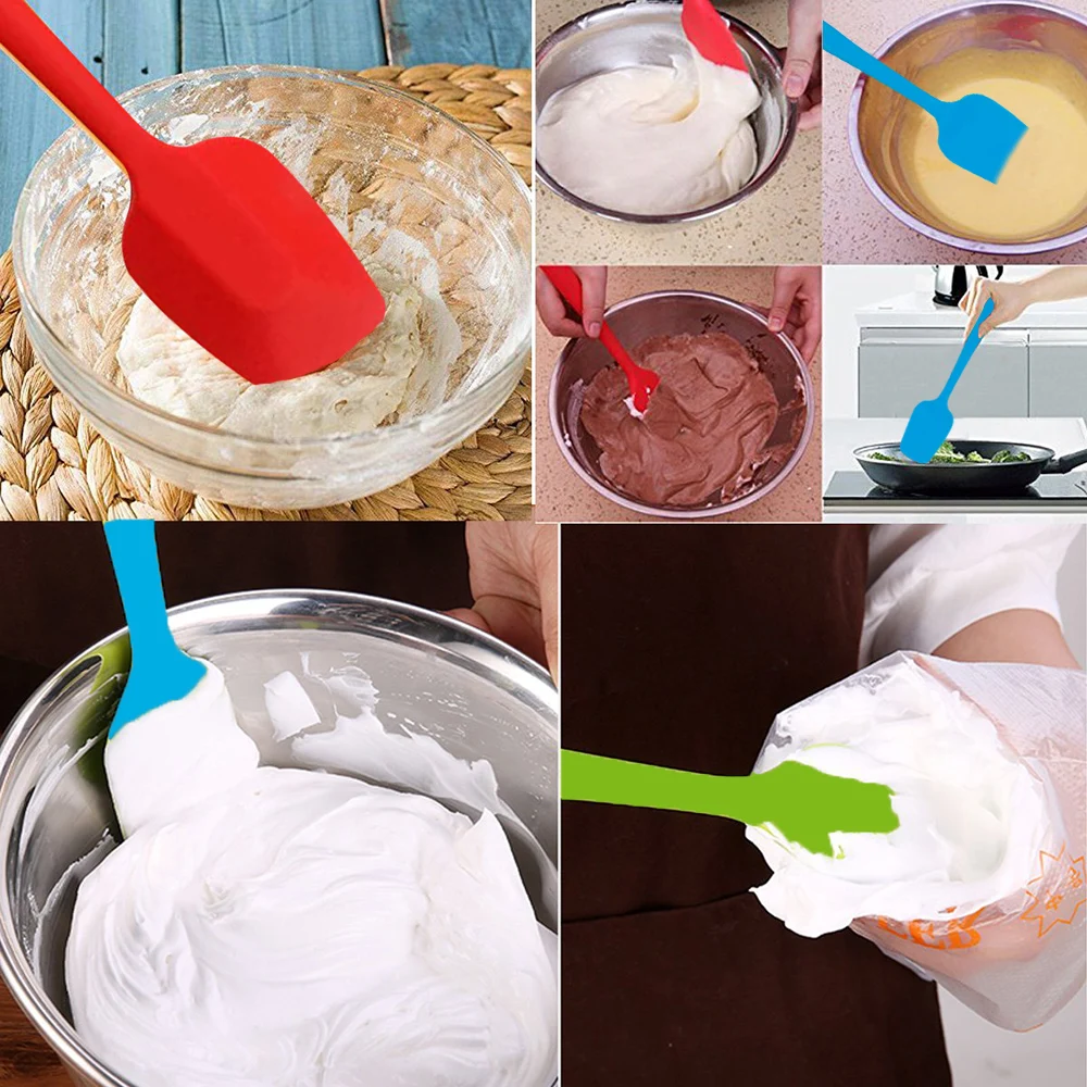 WALFOS 21/28cm Long Handle Silicone Cream Butter Cake Spatula Mixing Batter Baking Scraper Brush Dough Mixer Kitchen Accessories