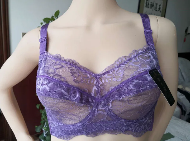 Ultra-thin Sexy Lace Bra Women Underwire Bralette Sexy Lingerie Ladies Large Intimates Plus Size Underwear Female D E F G H Cup